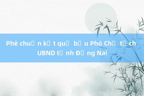 Phê chuẩn kết quả bầu Phó Chủ tịch UBND tỉnh Đồng Nai