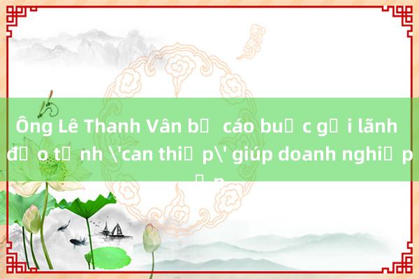 Ông Lê Thanh Vân bị cáo buộc gọi lãnh đạo tỉnh 'can thiệp' giúp doanh nghiệp